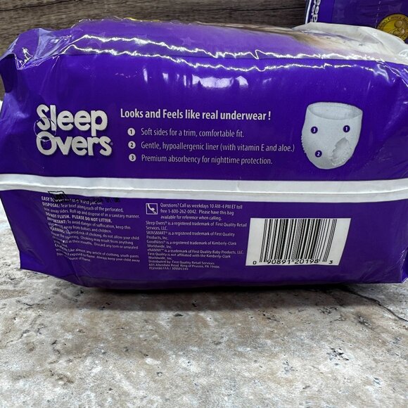 2X Sleep Overs Youth Pants X-Large 22 Count Day & Night Protection Unisex - Picture 6 of 7